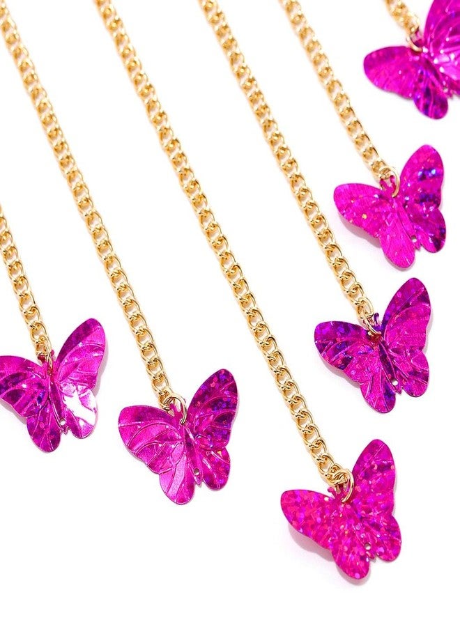 Fstrend Tassel Waist Chains Butterfly Belly Body Chain Sequin Dance Skirt Fringe Rave Nightclub Jewelry Accessories for Women (Gold round sequin) (B-Purplish red butterfly) - Image 3