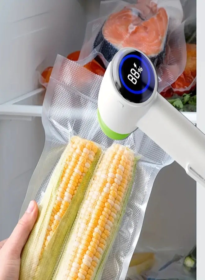 ارواق جهاز غلق مفرغ من الهواء محمول بشاشة رقمية KZ-90 - قابل لإعادة الشحن عبر USB، يوفر الطعام تلقائيًا للأكياس والزجاجات وبرطمانات ماسون - أداة مطبخ صغيرة الحجم وموفرة للمساحة (أبيض) - Image 3