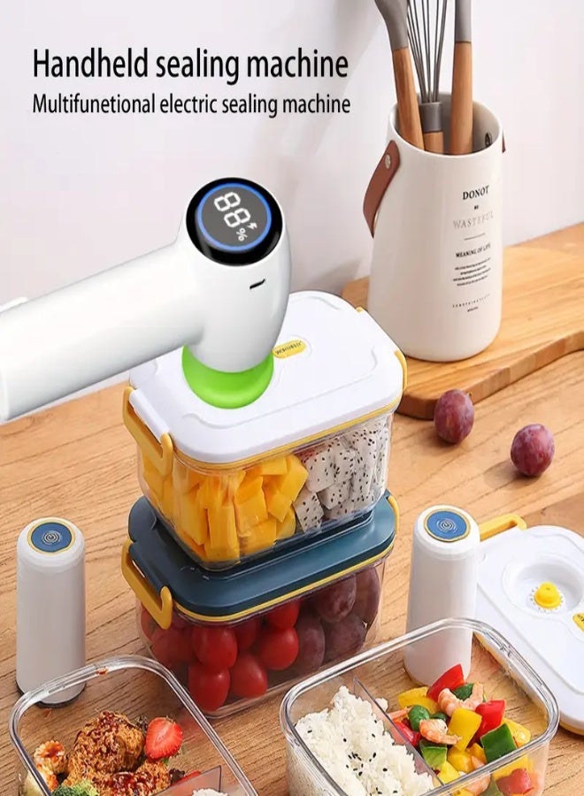 ارواق جهاز غلق مفرغ من الهواء محمول بشاشة رقمية KZ-90 - قابل لإعادة الشحن عبر USB، يوفر الطعام تلقائيًا للأكياس والزجاجات وبرطمانات ماسون - أداة مطبخ صغيرة الحجم وموفرة للمساحة (أبيض) - Image 5
