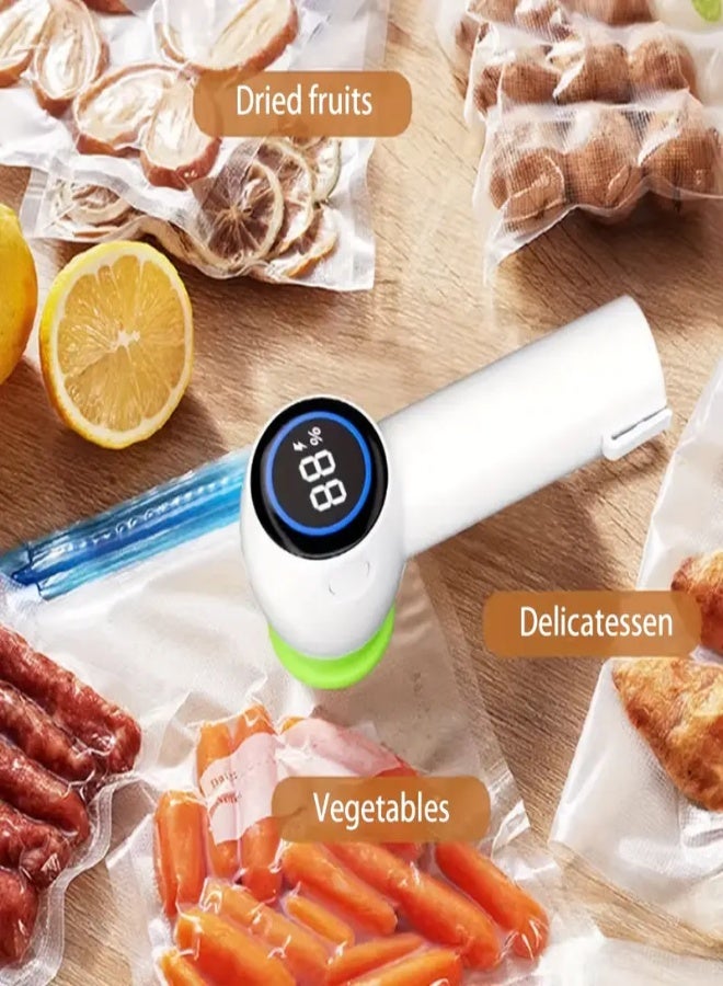 ارواق جهاز غلق مفرغ من الهواء محمول بشاشة رقمية KZ-90 - قابل لإعادة الشحن عبر USB، يوفر الطعام تلقائيًا للأكياس والزجاجات وبرطمانات ماسون - أداة مطبخ صغيرة الحجم وموفرة للمساحة (أبيض) - Image 2