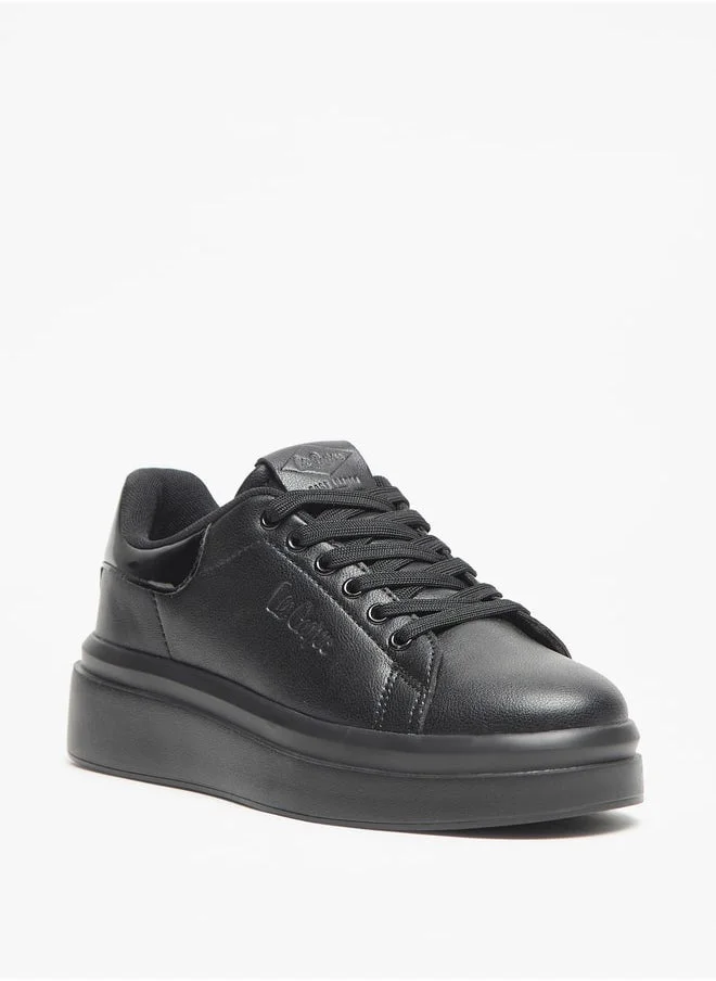 Lee Cooper Women's Monotone Low Ankle Sneakers with Lace-Up Closure