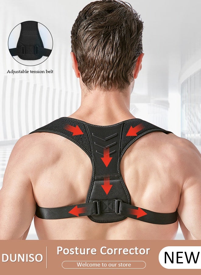 DUNISO مصحح الوضعية للنساء والرجال، دعامة الظهر قابلة للتعديل بالكامل ومريحة، تدعم مكواة فرد العمود الفقري والرقبة والترقوة والكتف، ويحسن الوضعية وتخفيف الألم - Image 1