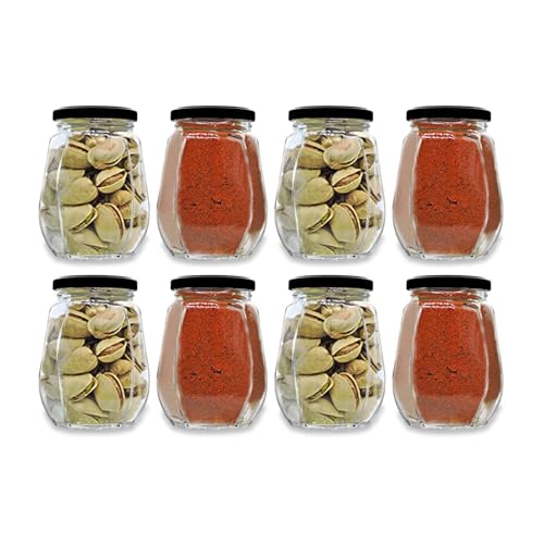 CROCO JAR Croco Crown Shape Glass Jars Container With Airtight Snug Seal and Rustproof Metal Lid, Spice & Honey Glass Jars (500Ml) (Transparent, 8) - Image 1