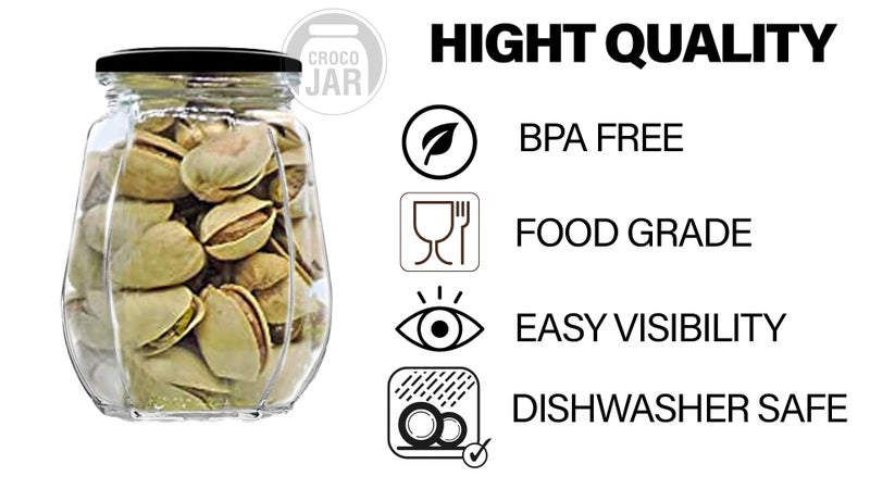 CROCO JAR Croco Crown Shape Glass Jars Container With Airtight Snug Seal and Rustproof Metal Lid, Spice & Honey Glass Jars (500Ml) (Transparent, 8) - Image 3