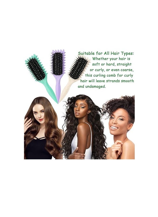 Generic - Curl Defining Brush, Green - Hair Brush for Combing and Shaping Men's and Women's Curls to Reduce Pulling, Nylon Bristles, Oblong, Flexible, Curl Enhancing 2pc - Image 1