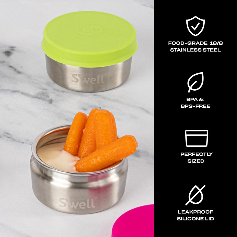 S'well Stainless Steel Condiment Container Set of Two, 2oz, Dragonfruit/Kiwi, Single Walled Durable Construction, Leakproof Silicone Lids, Dishwasher Safe - Image 2