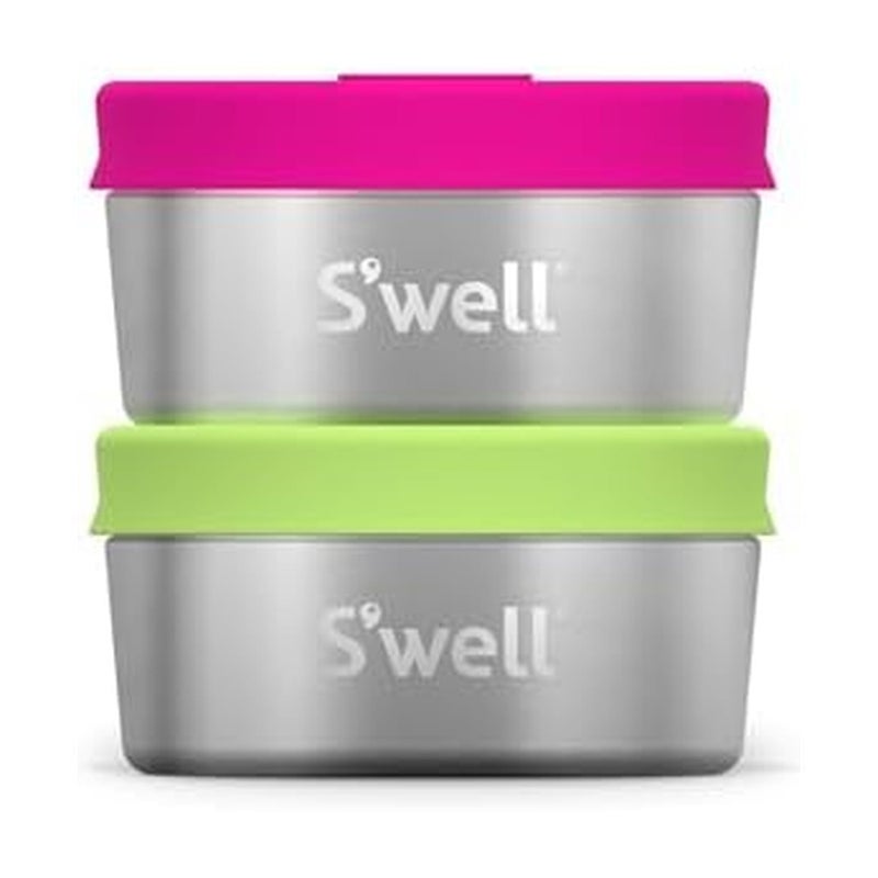 S'well Stainless Steel Condiment Container Set of Two, 2oz, Dragonfruit/Kiwi, Single Walled Durable Construction, Leakproof Silicone Lids, Dishwasher Safe - Image 1