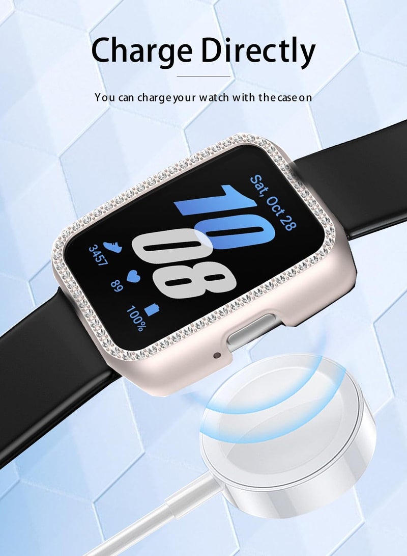 SYOSI Compatible with Samsung Galaxy Fit3 Bling Diamond Case PC Bumper Protective Cases (No Screen Protector) Solf TPU Full Protective Bumper Smartwatch Cover Cases (Silver+Starlight) - Image 4