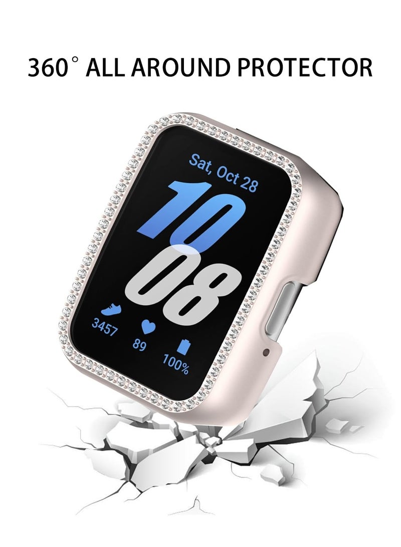 SYOSI Compatible with Samsung Galaxy Fit3 Bling Diamond Case PC Bumper Protective Cases (No Screen Protector) Solf TPU Full Protective Bumper Smartwatch Cover Cases (Silver+Starlight) - Image 2