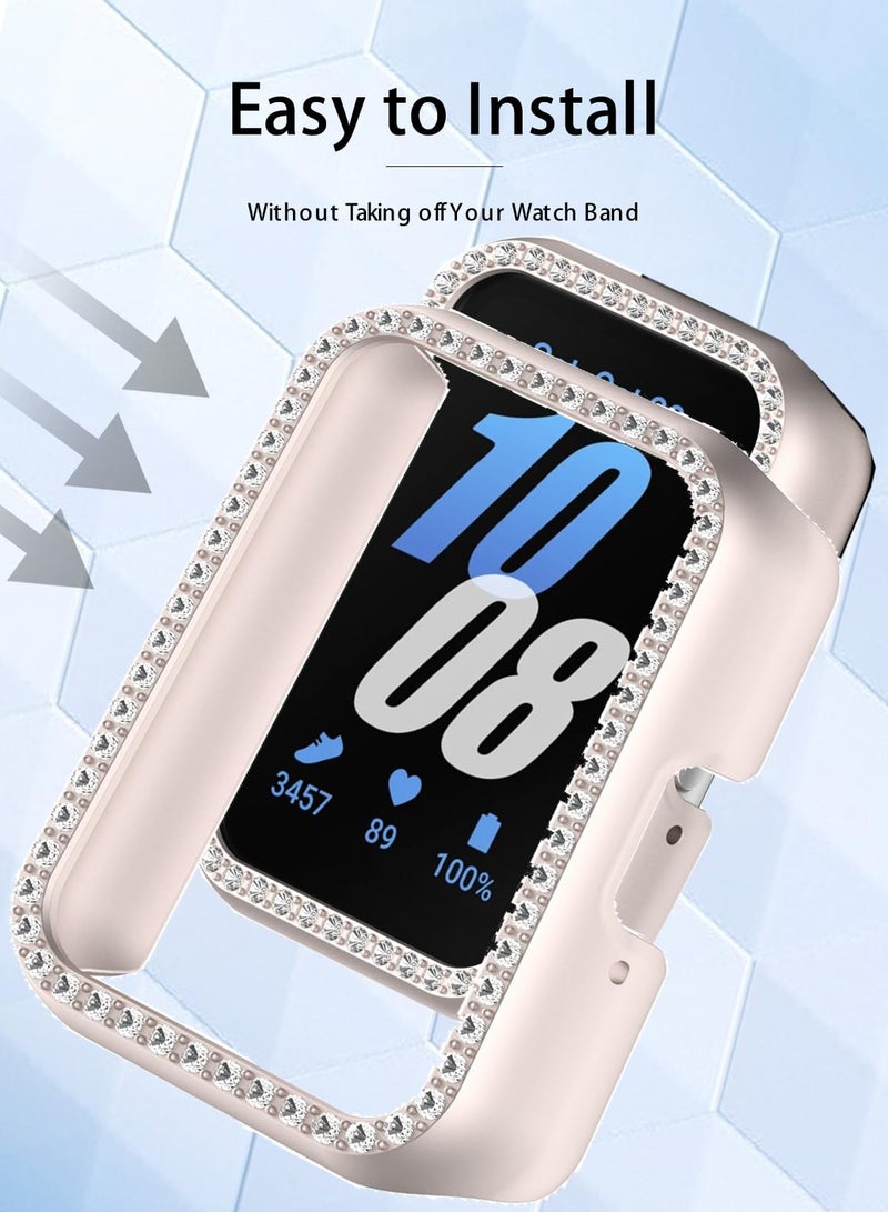 SYOSI Compatible with Samsung Galaxy Fit3 Bling Diamond Case PC Bumper Protective Cases (No Screen Protector) Solf TPU Full Protective Bumper Smartwatch Cover Cases (Silver+Starlight) - Image 3