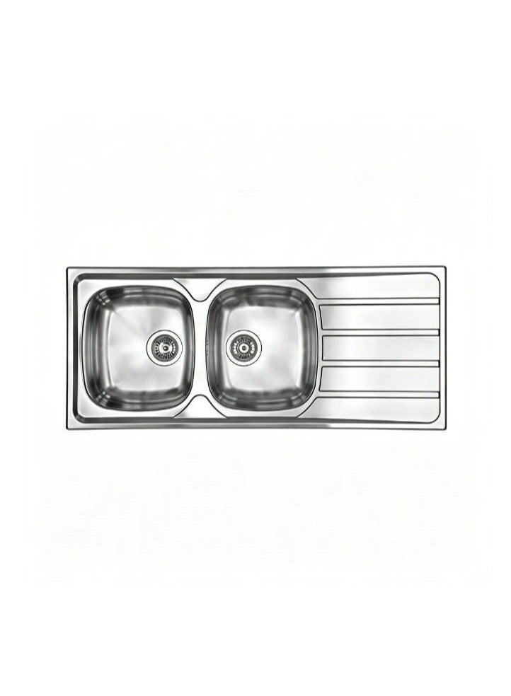 CM UNIVERSAL 015457 Stainless Steel Double Bowl Kitchen Sink – Modular Sink with Drainboard, Rust-Resistant Design & Dual Depth Bowls - Image 1