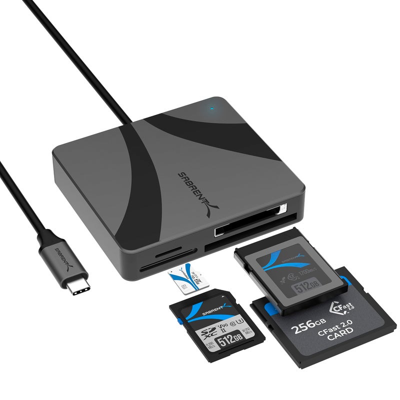 SABRENT USB-C Multi-Card Reader for CFexpress Type B, CFast 2.0, and microSD/SD Cards (CR-C4PM) - Image 1