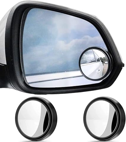 FLAVION HD Glass Blind Spot Mirror Round 360° Side View Blindspot with Frame, Self-Adhesive for Universal Car Fit with Adjustable Angle, Easy Installation for Cars, SUVs,Trucks(BLACK, PACK OF 2) - Image 1