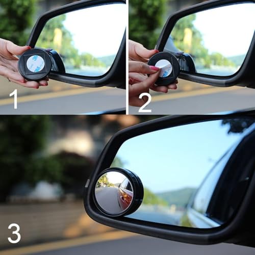FLAVION HD Glass Blind Spot Mirror Round 360° Side View Blindspot with Frame, Self-Adhesive for Universal Car Fit with Adjustable Angle, Easy Installation for Cars, SUVs,Trucks(BLACK, PACK OF 2) - Image 3
