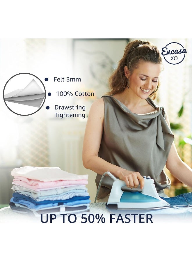 Encasa XO Encasa XO Ironing Board Cover and Pad 49x18  Thick 3mm Felt Padding Drawstring Tightening  Lock Easy Fit Scorch  Stain Resistant Fits Wide Ironing Board  Black Arrow  - Image 2