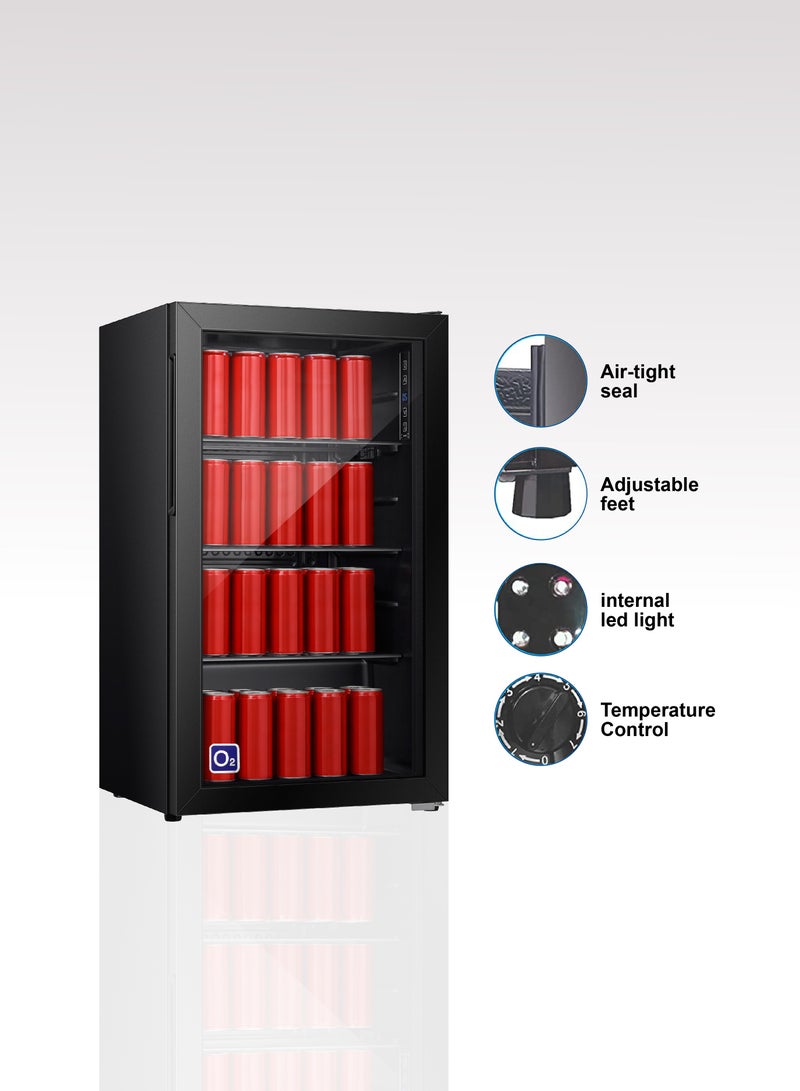 O2 Single Glass Door Digital Refrigerator, 3.2 Cubic Feet 94 Liter Capacity, OBC-94 - Image 2