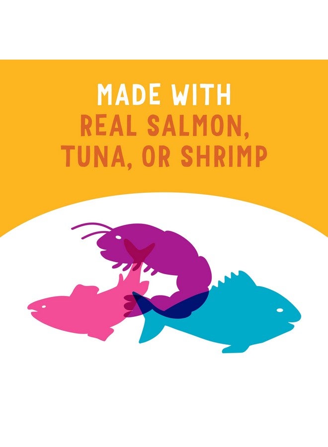 فريسكس طعام قطط رطب خالي من الحبوب من بورينا فريسكيز، مكافآت قابلة لللعق، عبوة متنوعة، حساء صغير مع سمك السلمون أو التونة أو الروبيان - (عبوة من 30 قطعة) أكواب سعة 1.2 أونصة - Image 4