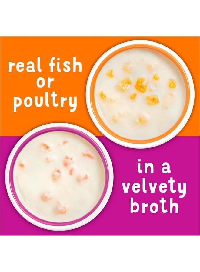 فريسكس طعام قطط رطب خالي من الحبوب من بورينا فريسكيز، مكافآت قابلة لللعق، عبوة متنوعة، حساء صغير مع سمك السلمون أو التونة أو الروبيان - (عبوة من 30 قطعة) أكواب سعة 1.2 أونصة - Image 3