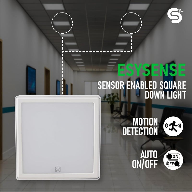 Esysense Inspire Sensing ESYSENSE 15W Motion Sensor Square LED Surface Panel Cool White Light 6500K Motion Sensor Panel Light for Home Outdoor Surface Mounted LED Down Light for Ceiling Pack of 1 ESYL09SF - Image 2