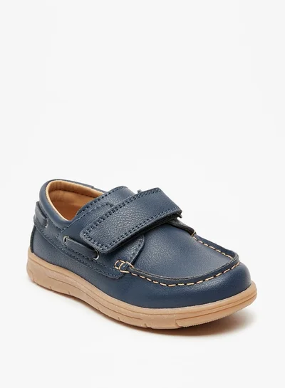 جونيورز Boys Textured Loafers With Hook And Loop Closure