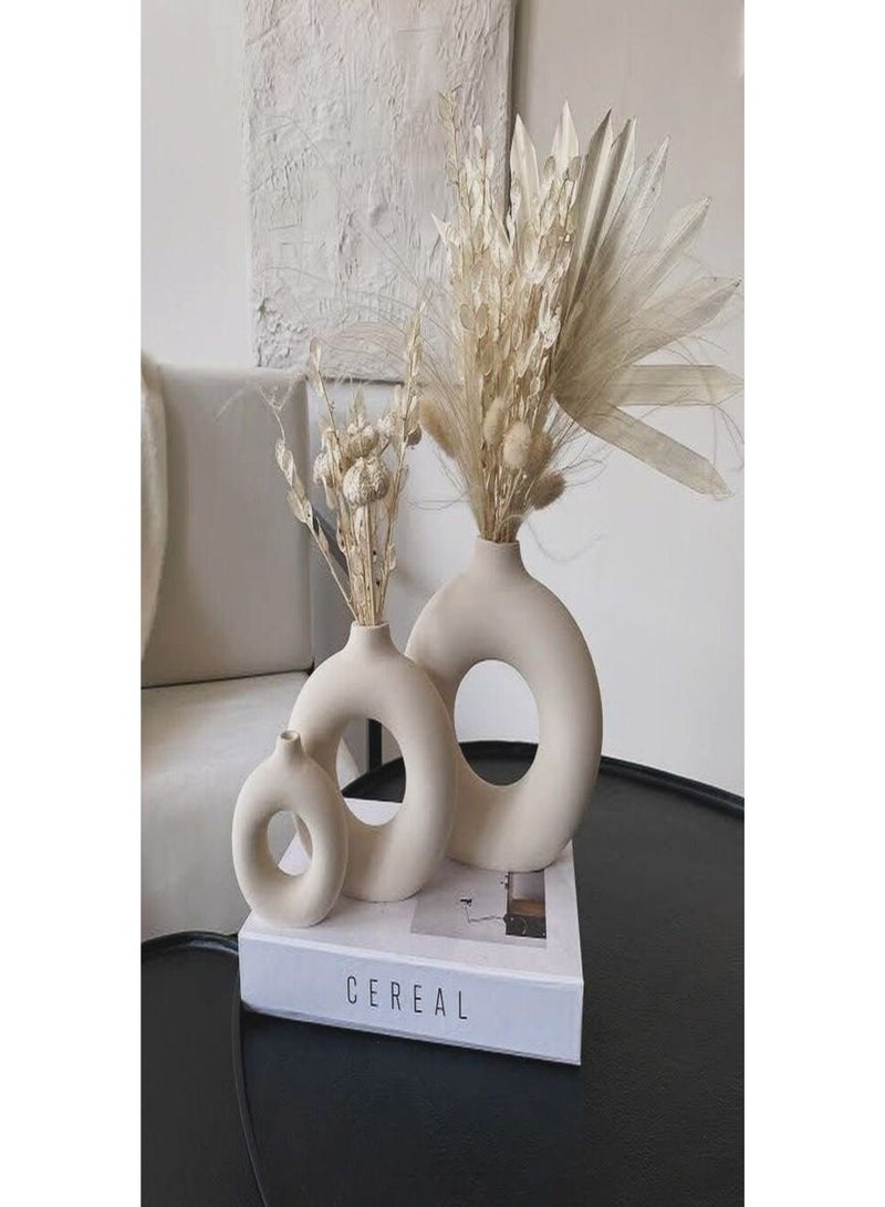 Luxury Boho Ring Decorative Vases – Modern Circular Design Flower Vase – Home Decor for Coffee Table & Shelves – Set of 3 - Image 5