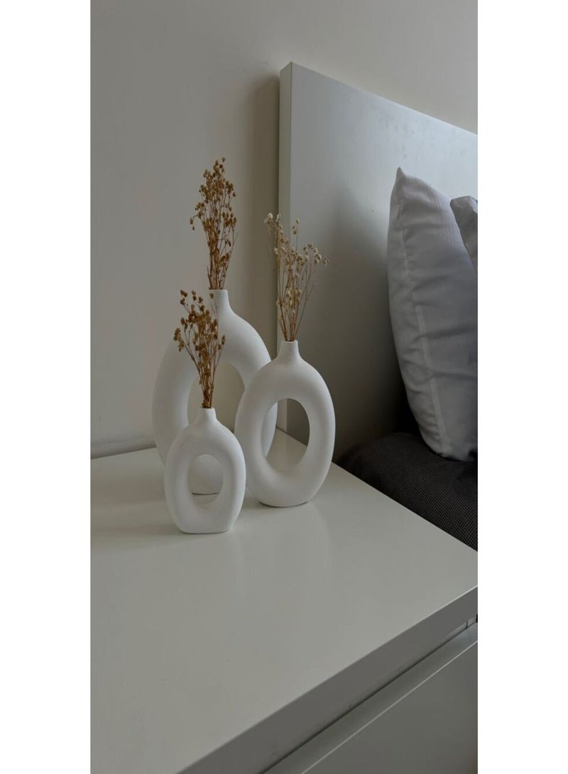 Luxury Boho Ring Decorative Vases – Modern Circular Design Flower Vase – Home Decor for Coffee Table & Shelves – Set of 3 - Image 2