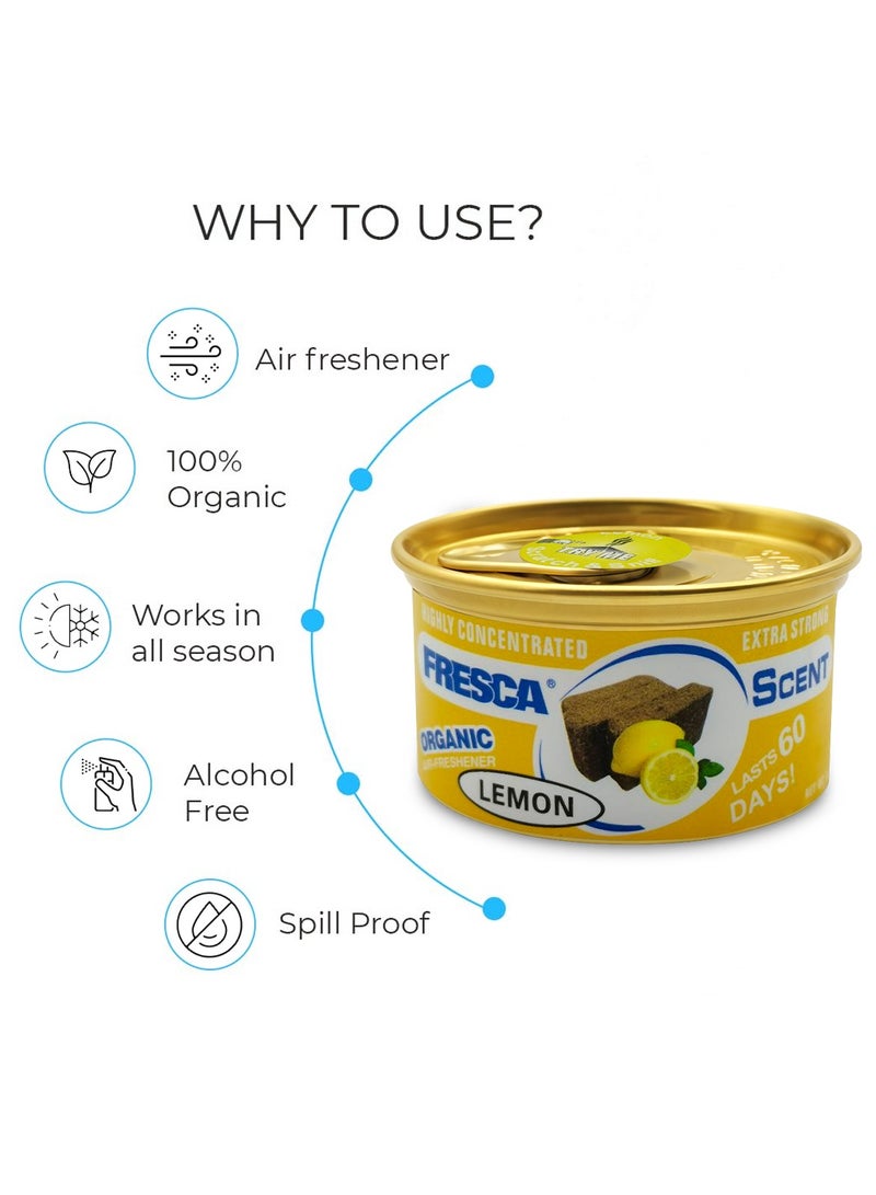 Organic Fresca Scent Lemon Can Air Freshener 42g Highly Concentrated, Long Lasting up to 60 Days AS-560-LM - Image 2
