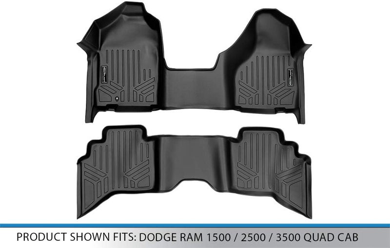 SMARTLINER Floor Mats 1st Row 1 Piece and 2nd Row Liner Set Black for 2002-2008 Ram 1500/2003-2009 Ram 2500/3500 Quad Cab - Image 5