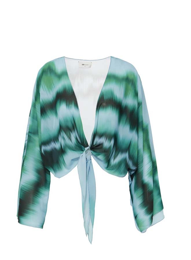 BSB Printed crop top with front knot gathering - Image 2