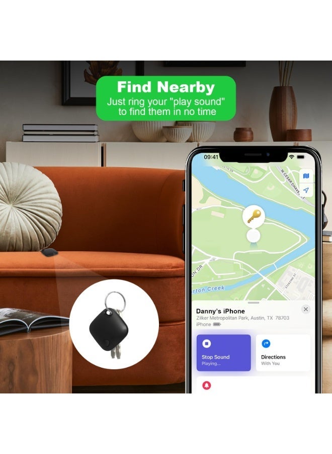 SIGood Smart GPS Tracker for Pets, Vehicles, Keys & Luggage - Compatible with Apple Find My App (iOS Only), Real-Time Global Location Tracking, Long Battery Life, Geo-Fencing, 1 Pack-Black - Image 4