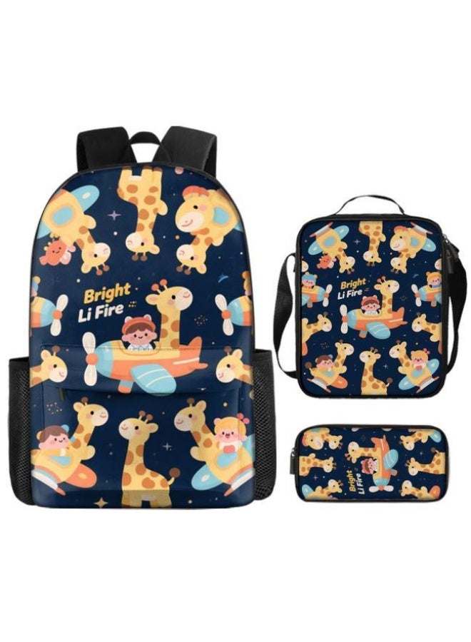 Bright Li Fire Three-piece set of cartoon bags, easily cope with various occasions (students, children, friends' outings, mountain climbing, schooling, etc.) | Backpack + hand-held + stationery bag | School season/holiday gifts - 114 - Image 2