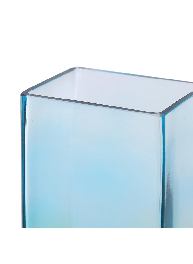 PURE HOME + LIVING Pure Home Living Blue and Yellow Ombre Rectangle Glass Vase Large  - Image 5