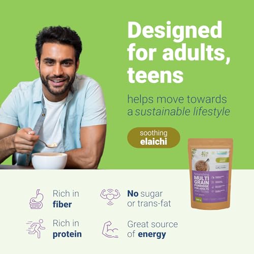Natural Harmony Multigrain Porridge for Adults & Teens | Soothing Elaichi | 500g | Healthy Breakfast Cereal with Millets & Nuts | Zero Sugar | High Fibre | Sattu Powder | Sathu Maavu | Ragi Malt - Image 2