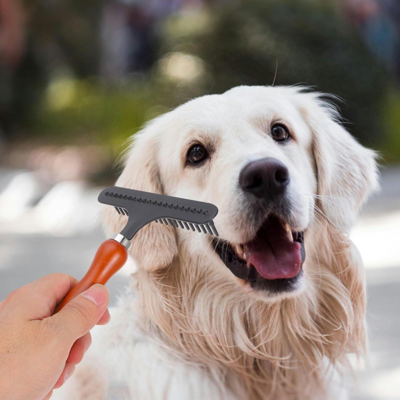 Homoyoyo Dog Grooming Dematting Rake Undercoat Shedding Brush For Large Dogs Pet Hair Removal Detangling Comb Suitable Thick Fur Shedding Control Black - Image 5