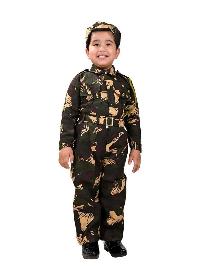 BookMyCostume BookMyCostume Indian Para Military with Whistle Special Forces Professional Commandos Camouflage Print Kids Fancy Dress Costume 3-4 years - Image 1