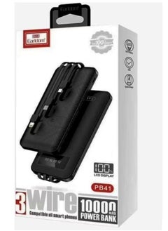 Earldom 10000.0 mAh Power Bank with 3 Wire In-Built Charging Cable And LCD Display Black  - Image 5