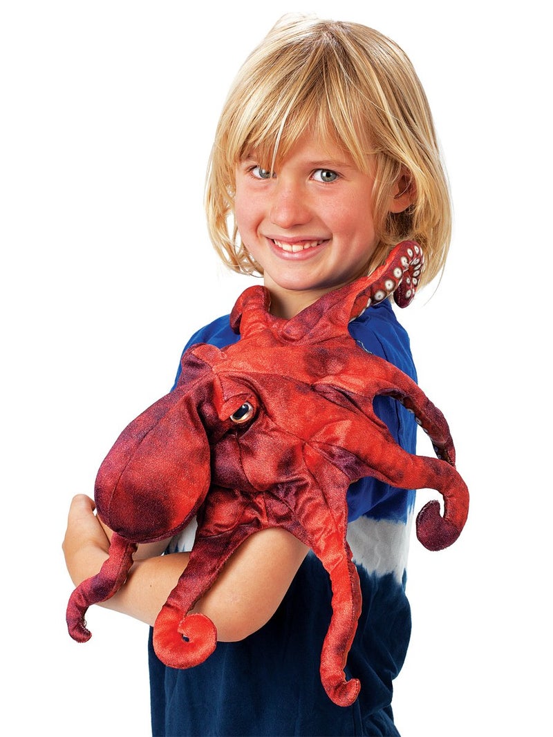 Folkmanis Red Octopus Hand Puppet - Image 3