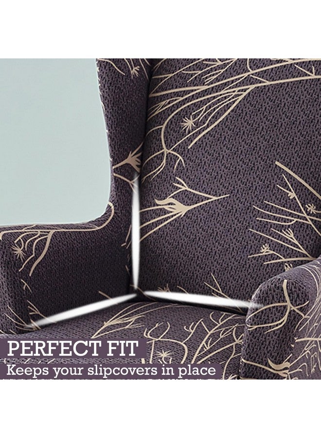 HOKIPO HOKIPO 140 GSM Fully Covered Wingback Chair Cover, Dark Coffee Twigs (NEW-5135-D2) - Image 3