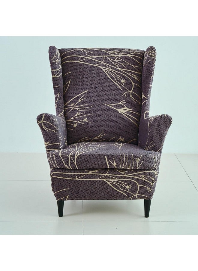 HOKIPO HOKIPO 140 GSM Fully Covered Wingback Chair Cover, Dark Coffee Twigs (NEW-5135-D2) - Image 2