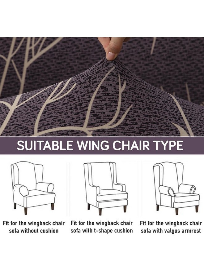 HOKIPO HOKIPO 140 GSM Fully Covered Wingback Chair Cover, Dark Coffee Twigs (NEW-5135-D2) - Image 4