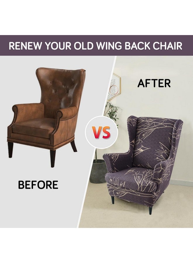 HOKIPO HOKIPO 140 GSM Fully Covered Wingback Chair Cover, Dark Coffee Twigs (NEW-5135-D2) - Image 5