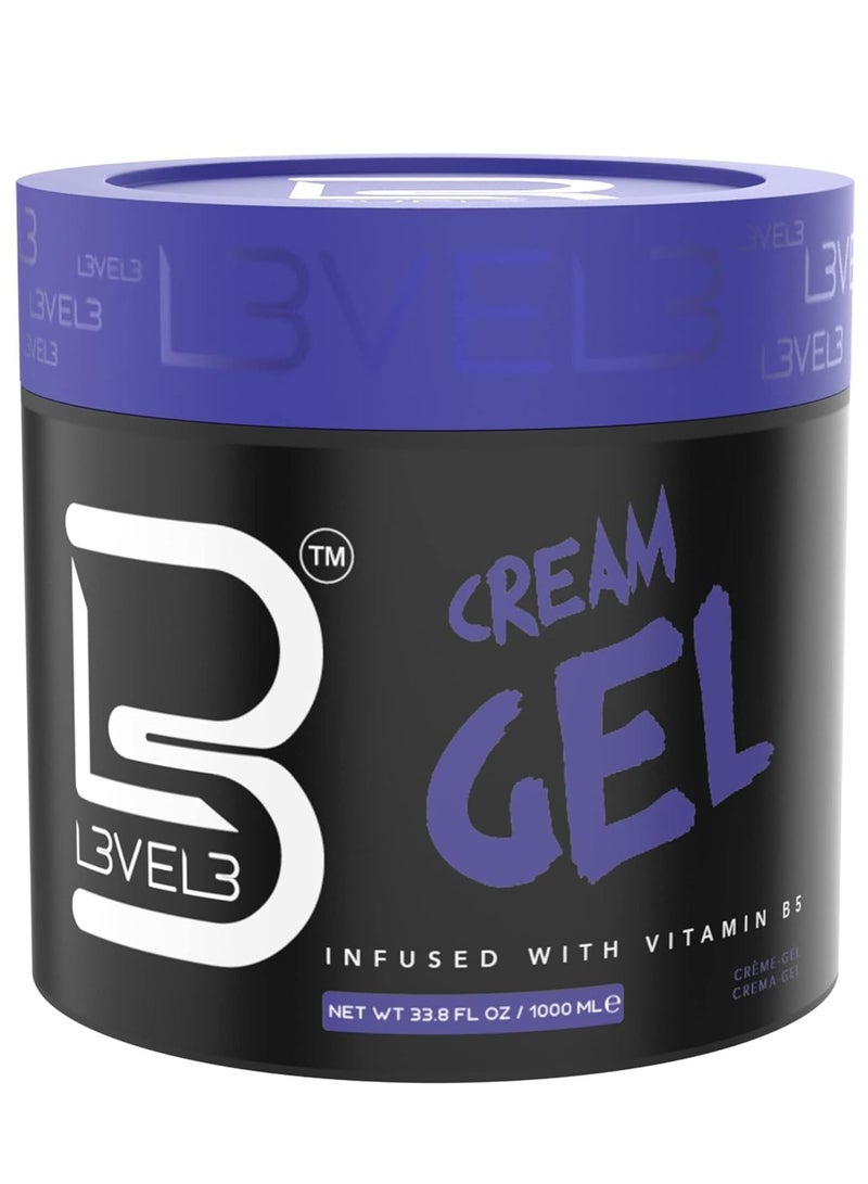 L3VEL3 جل كريم L3 مستوى 3 - يوفر حجم وثبات متوسط - مع فيتامينات لتغذية وحماية الشعر مستوى 3 كريم تصفيف شعر للرجال 1000 مل - Image 1