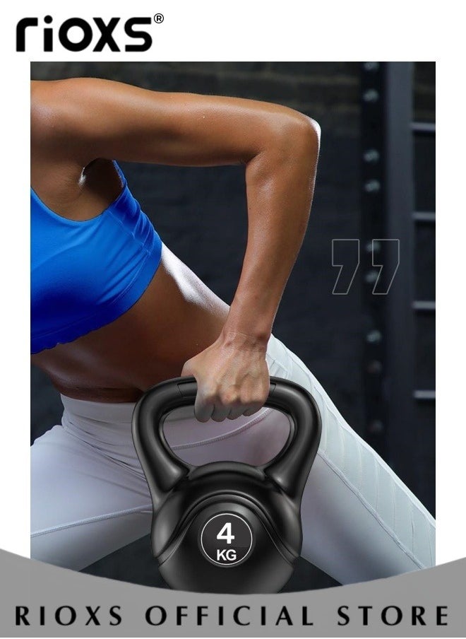 RIOXS 4 KG Kettlebell,Cast Iron Rubber Coated Kettle Bell,Strength Training Kettlebell, With Handle,Kettle Bell Weights For Weight Lifting Conditioning Strength Core Training Full Body Workout  - Image 2