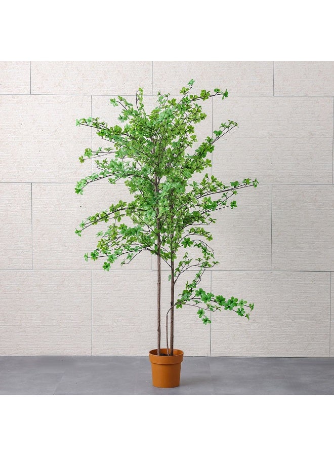 DANUBE HOME نبات إنكيانثوس الصناعي في وعاء 180 سم، شجرة مزيفة أنيقة وطويلة للديكورات المنزلية والمكتبية، أوراق ذات مظهر طبيعي وقاعدة وعاء متينة - أخضر - Image 1