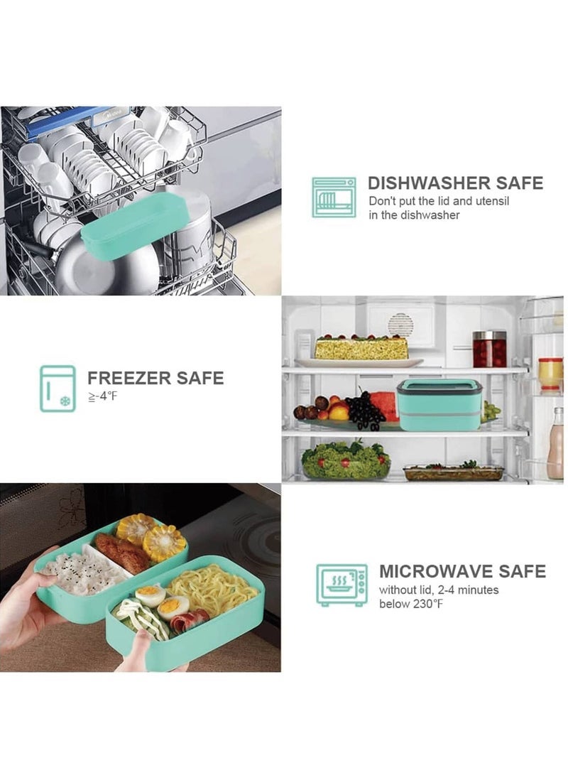 ROEIEIS Adult Bento Box Lunch Box Large, Bento Box Japanese Lunch Box Kit with Bag & Utensils, Food Picks for Bento Box Containers, Stackable Bento Box for Adults, Microwave Bento Boxes BPA-free Food Safe - Image 3