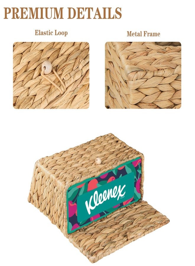 BIBELUN Woven Tissue Box Cover, Water Hyacinth Hand Towel Holder Compatible with Kleenex Disposable Paper Hand Towels, Farmhouse Wicker Napkin Dispenser for End Table, Bathroom, Kitchen, Home Decor - Image 4