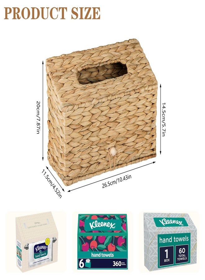 BIBELUN Woven Tissue Box Cover, Water Hyacinth Hand Towel Holder Compatible with Kleenex Disposable Paper Hand Towels, Farmhouse Wicker Napkin Dispenser for End Table, Bathroom, Kitchen, Home Decor - Image 2