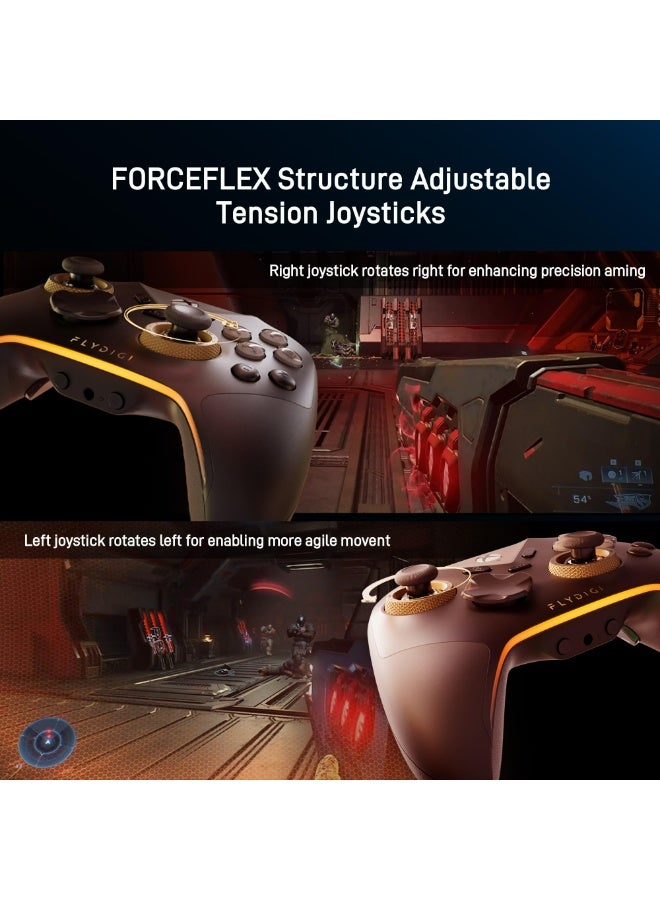 فلاي ديجي وحدة تحكم سلكية FLYDIGI VADER 5S لأجهزة Xbox Series X|S و Xbox One و Windows 10/11، مزودة بعصا تحكم FORCEFLEX قابلة لتعديل الشد، ومفاتيح تشغيل FORCESWITCH، و6 أزرار قابلة لإعادة التعيين، ومقبس صوت 3.5 ملم. - Image 2