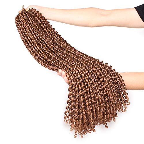 Leeven 2 Packs 24 Inch Passion Twist Hair Long Bohemian Water Wave Crochet Hair for Butterfly Locs Braiding Hair Brown Curly Synthetic Passion Twists Hair Goddess Locs Hair Extensions 30# - Image 2