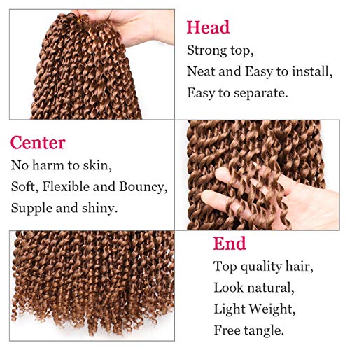 Leeven 2 Packs 24 Inch Passion Twist Hair Long Bohemian Water Wave Crochet Hair for Butterfly Locs Braiding Hair Brown Curly Synthetic Passion Twists Hair Goddess Locs Hair Extensions 30# - Image 3